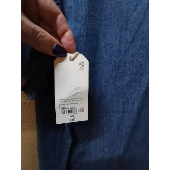 NWT Mutual Weave light weight blue short sleeve full button down collared shirt - Picture 7 of 7